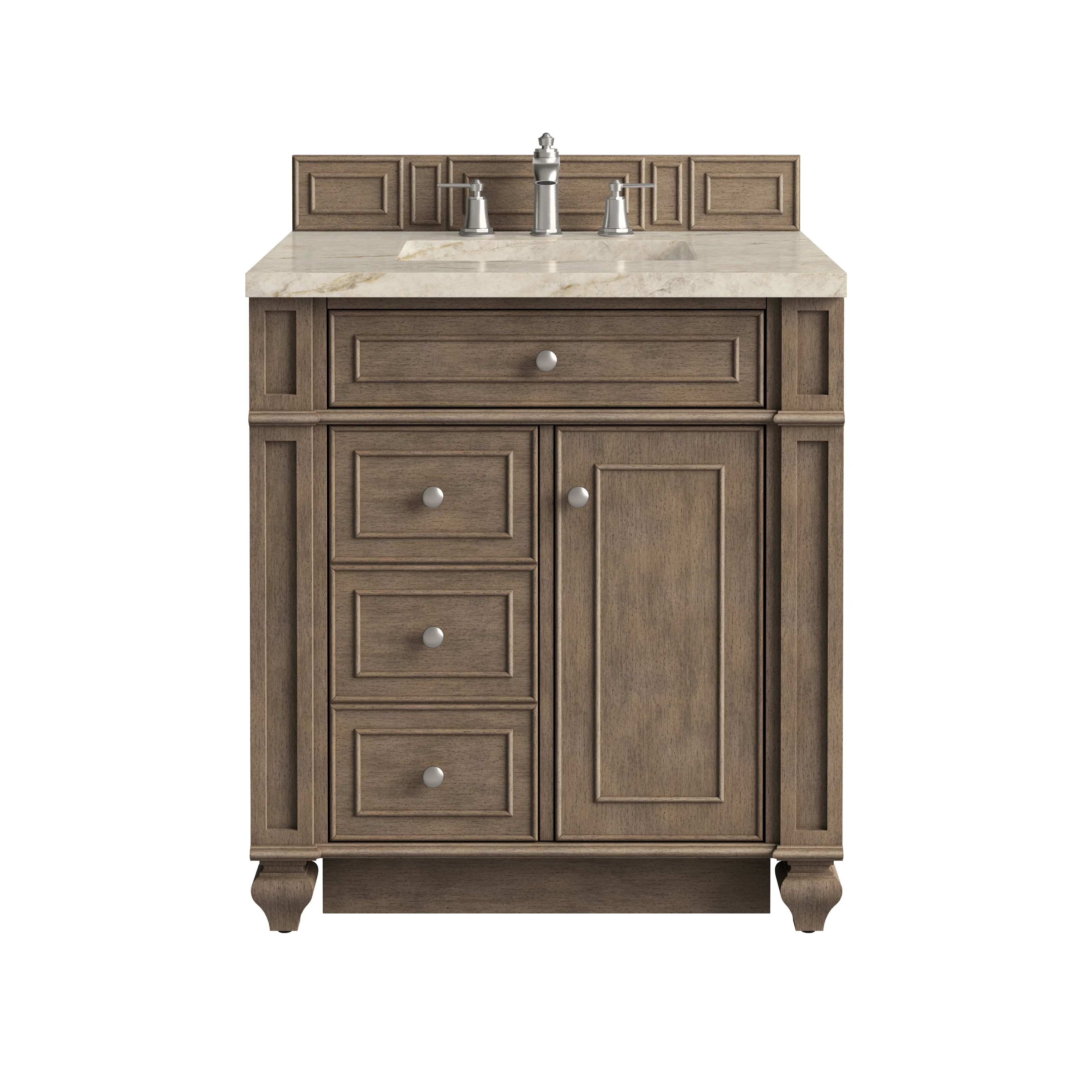 Bristol 30" Single Vanity, Whitewashed Walnut, w/ 3 CM Tajnar Eclos Top