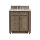 Bristol 30" Single Vanity, Whitewashed Walnut w/ 3 CM Victorian Silver Silestone Top