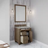 Bristol 30" Single Vanity, Whitewashed Walnut w/ 3 CM Victorian Silver Silestone Top