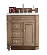 Bristol 30" Single Vanity, Whitewashed Walnut w/ 3 CM White Zeus Silestone Top