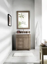 Bristol 30" Single Vanity, Whitewashed Walnut w/ 3 CM White Zeus Silestone Top