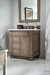 Bristol 30" Single Vanity, Whitewashed Walnut w/ 3 CM White Zeus Silestone Top