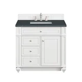 Bristol 36" Single Vanity, Bright White w/ 3 CM Charcoal Soapstone Silestone Top