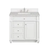 Bristol 36" Single Vanity, Bright White w/ 3 CM Eternal Jasmine Pearl Silestone Top