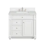 Bristol 36" Single Vanity, Bright White w/ 3 CM Ethereal Noctis Silestone Top