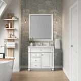 Bristol 36" Single Vanity, Bright White w/ 3 CM Ethereal Noctis Silestone Top
