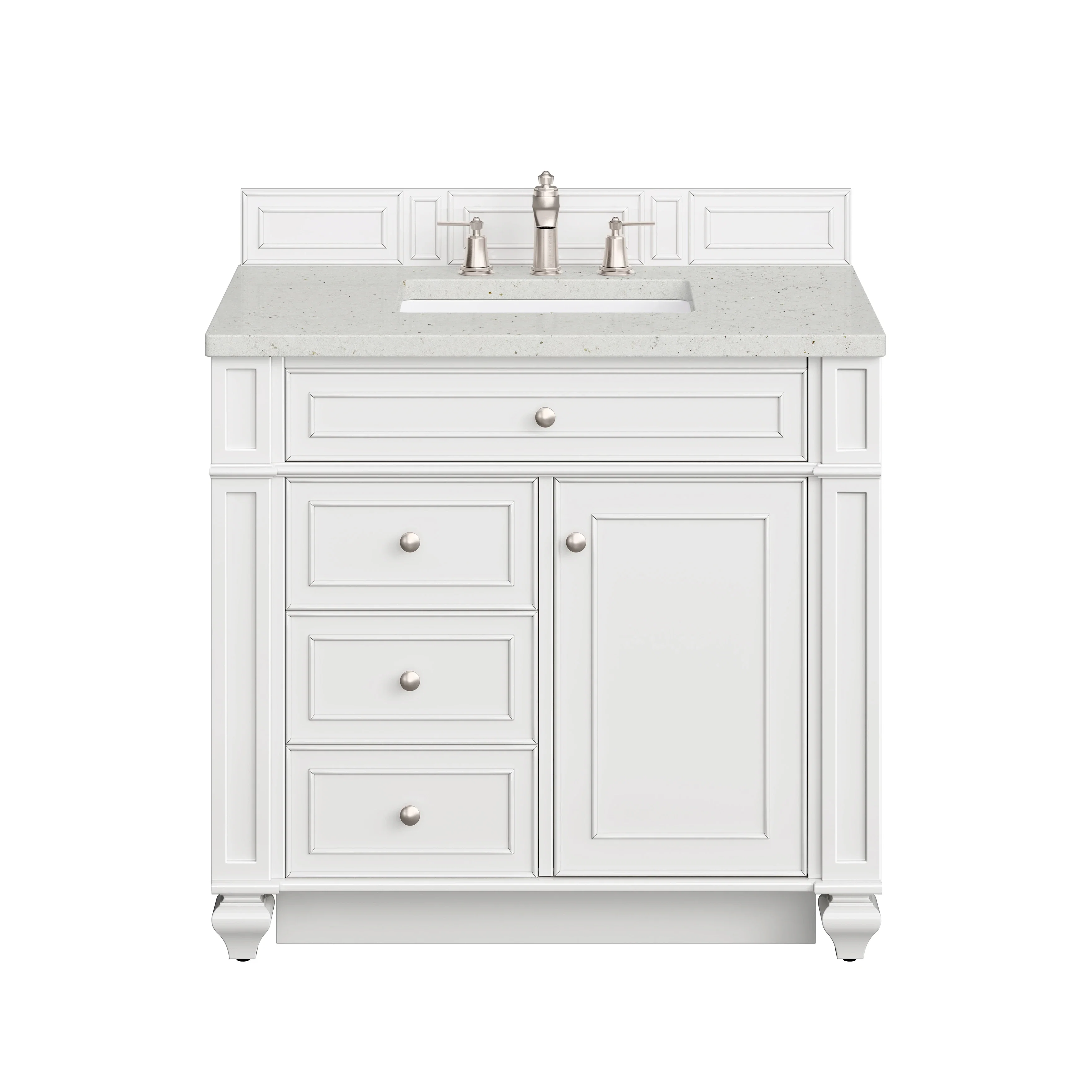 Bristol 36" Single Vanity, Bright White w/ 3 CM Lime Delight Silestone Top