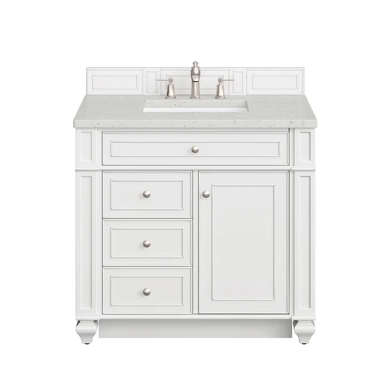Bristol 36" Single Vanity, Bright White w/ 3 CM Lime Delight Silestone Top