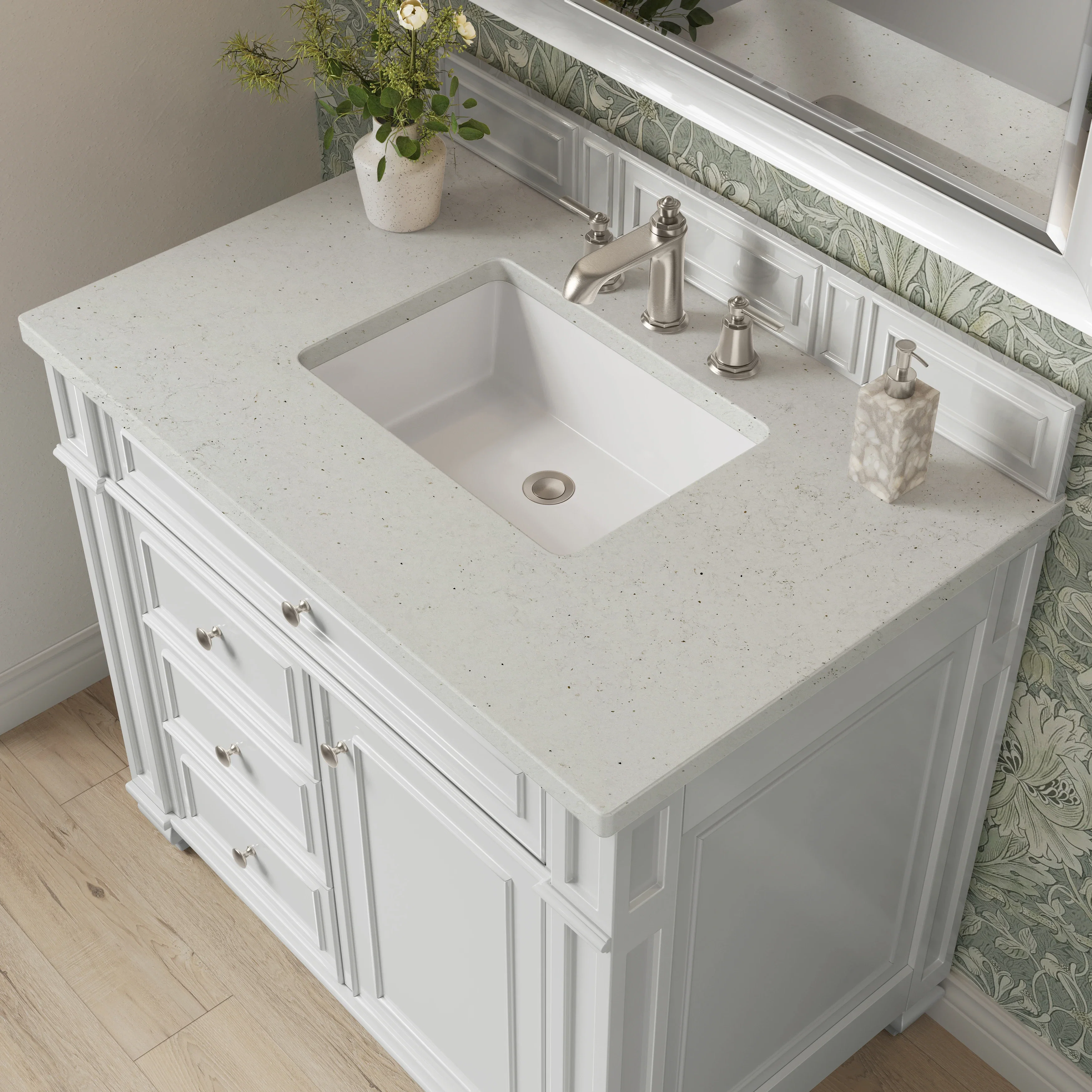 Bristol 36" Single Vanity, Bright White w/ 3 CM Lime Delight Silestone Top