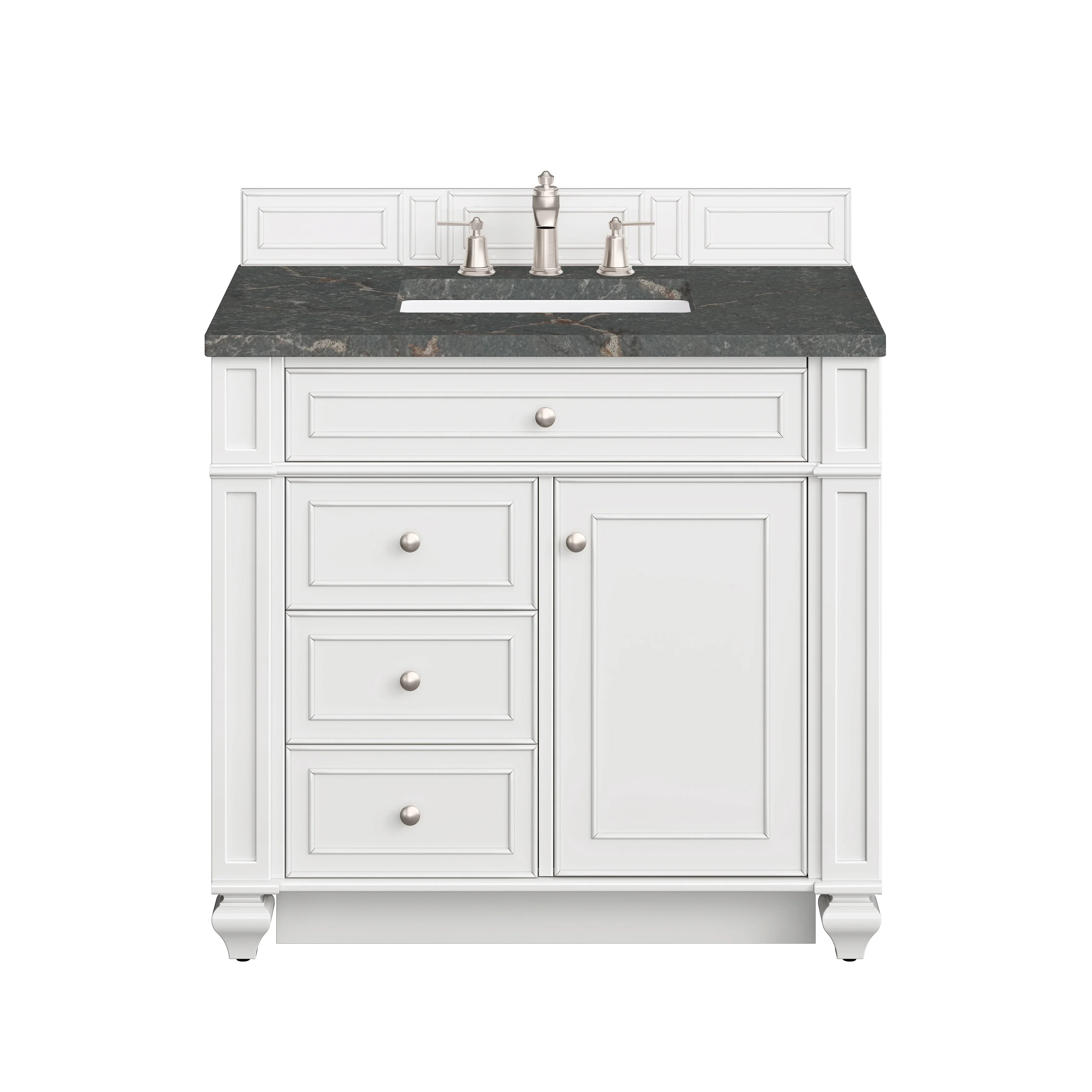Bristol 36" Single Vanity, Bright White w/ 3 CM Parisien Bleu Silestone Top