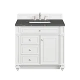 Bristol 36" Single Vanity, Bright White w/ 3 CM Parisien Bleu Silestone Top