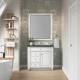 Bristol 36" Single Vanity, Bright White w/ 3 CM Parisien Bleu Silestone Top
