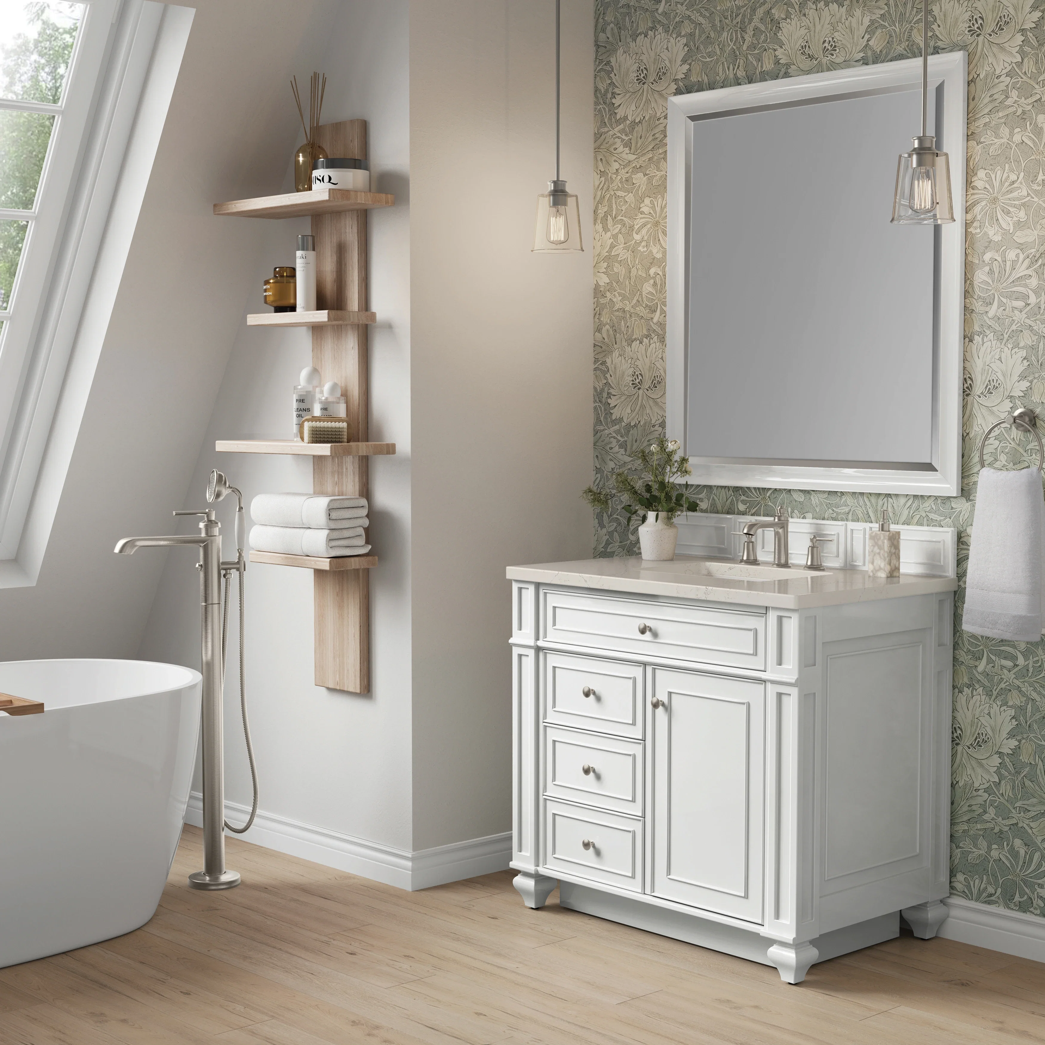 Bristol 36" Single Vanity, Bright White, w/ 3 CM Siberian Silestone Top