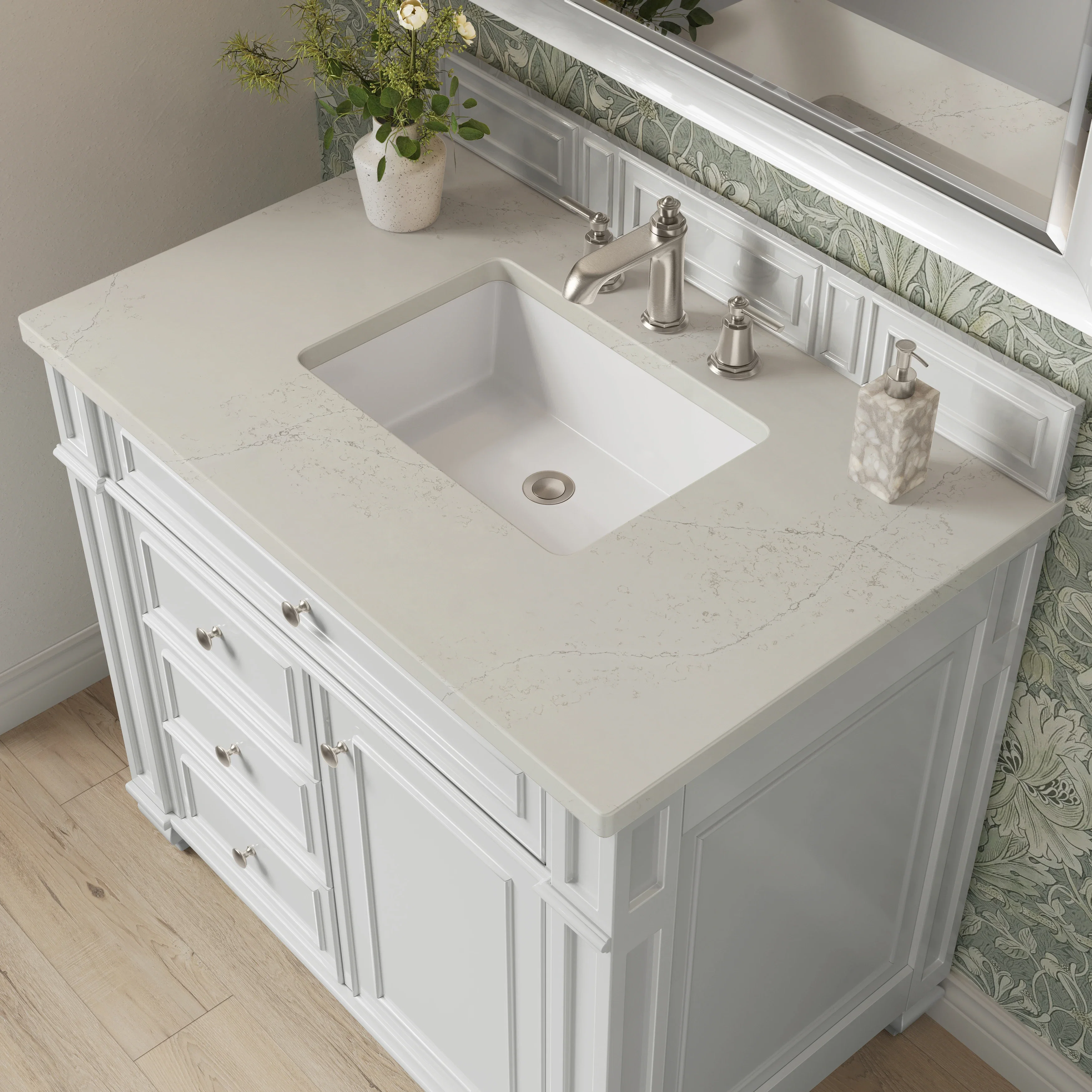 Bristol 36" Single Vanity, Bright White, w/ 3 CM Siberian Silestone Top