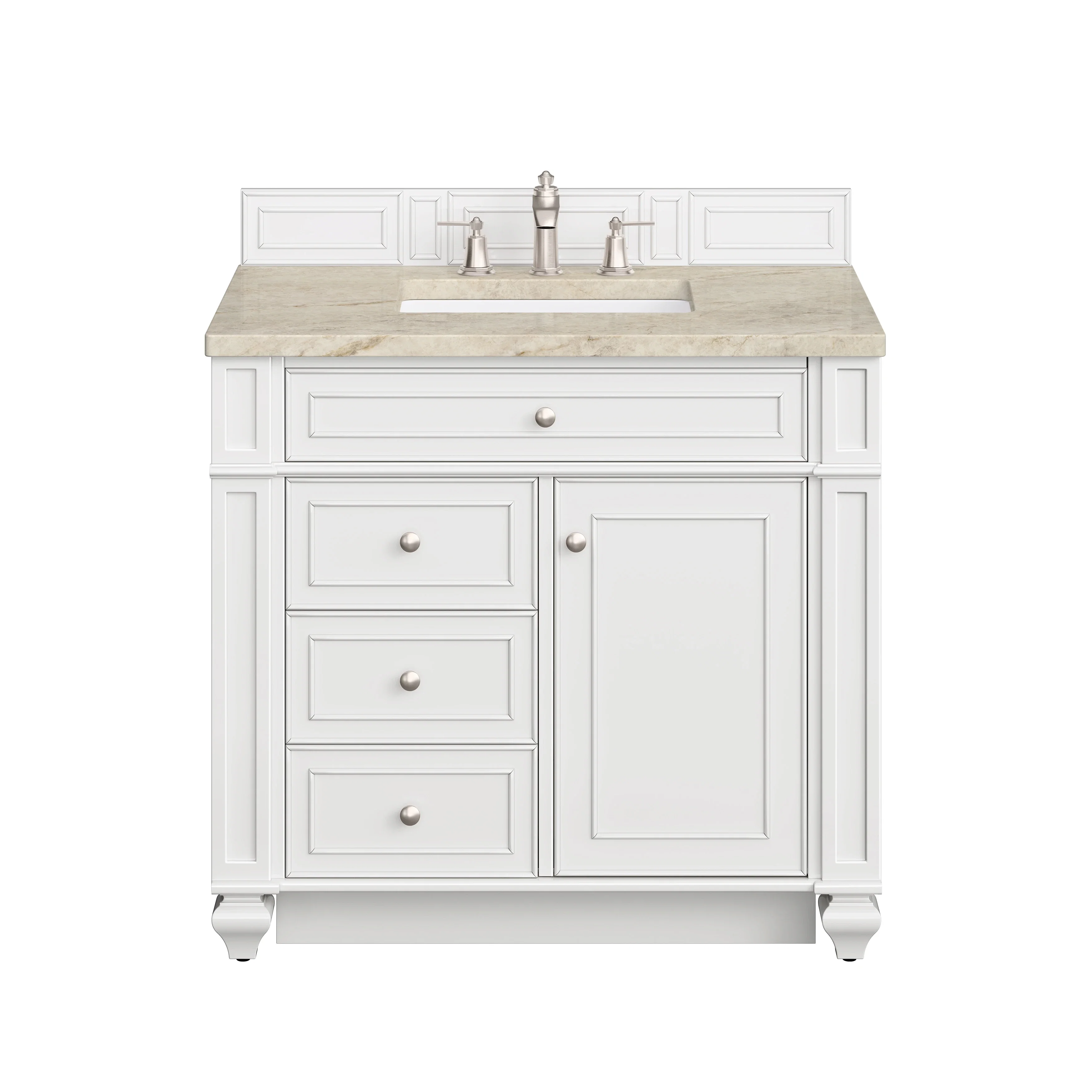 Bristol 36" Single Vanity, Bright White, w/ 3 CM Tajnar Eclos Top