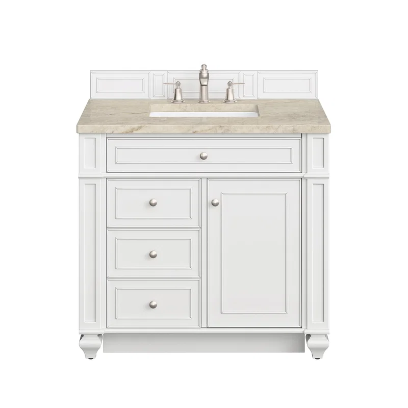 Bristol 36" Single Vanity, Bright White, w/ 3 CM Tajnar Eclos Top