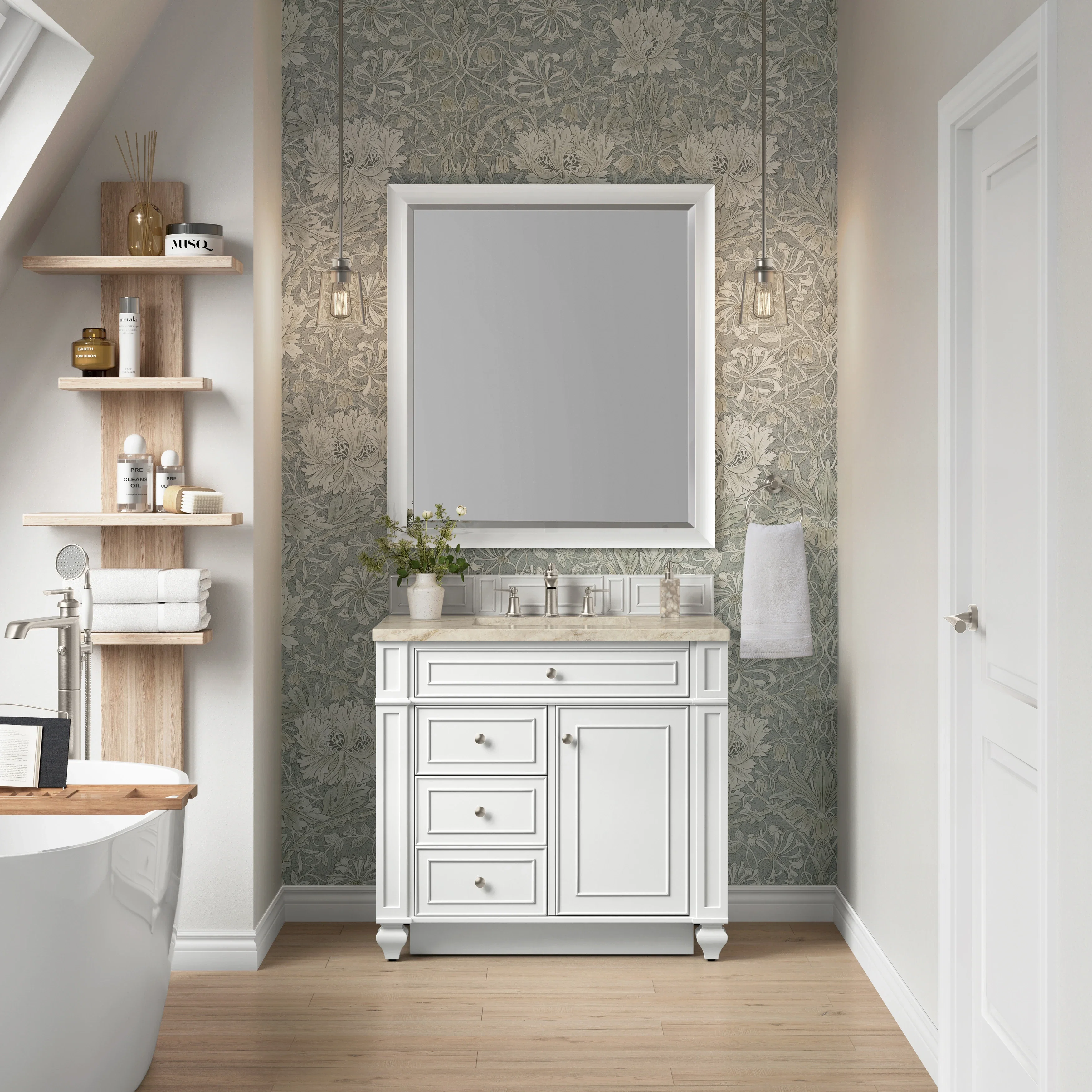 Bristol 36" Single Vanity, Bright White, w/ 3 CM Tajnar Eclos Top