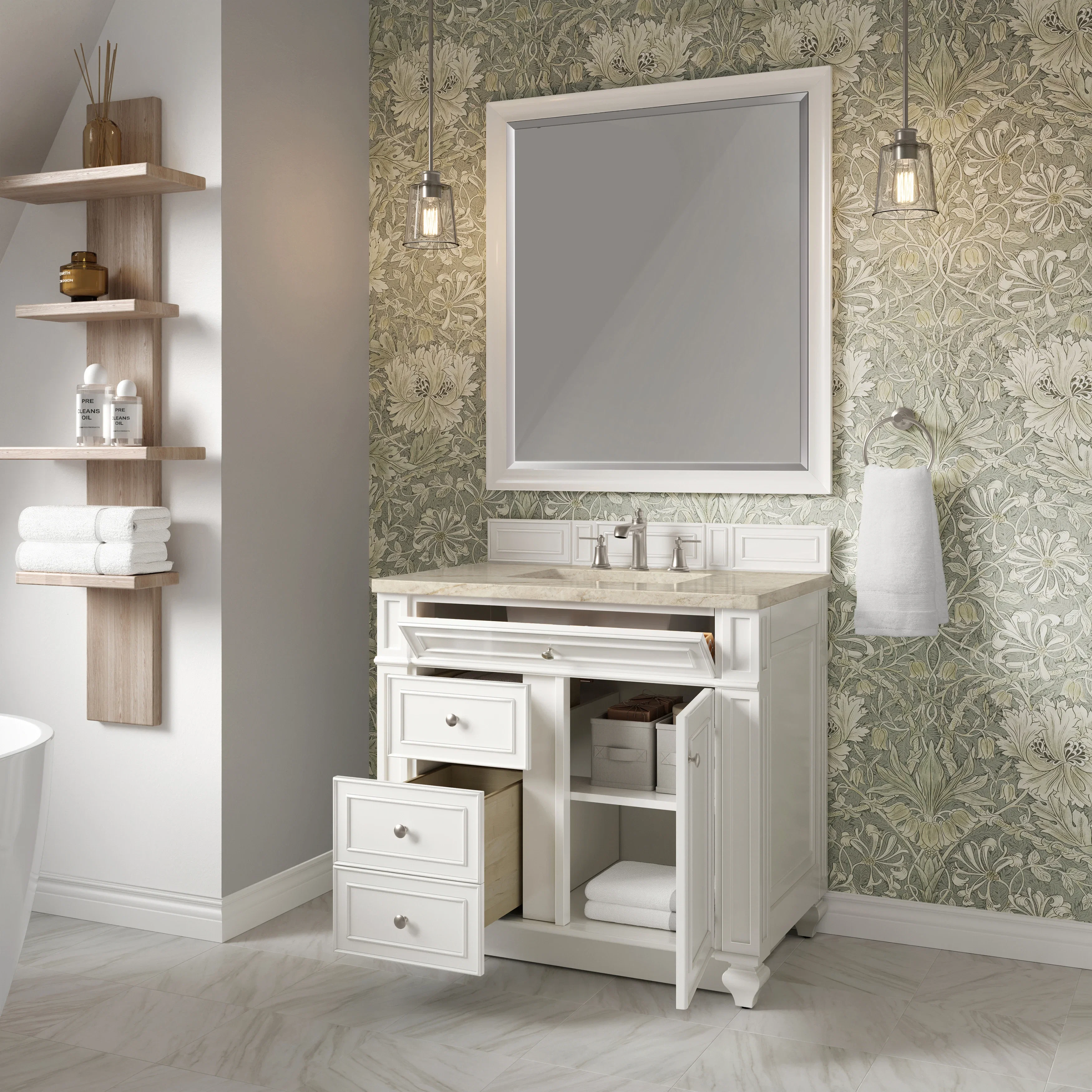 Bristol 36" Single Vanity, Bright White, w/ 3 CM Tajnar Eclos Top