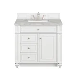 Bristol 36" Single Vanity, Bright White w/ 3 CM Victorian Silver Silestone Top