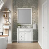 Bristol 36" Single Vanity, Bright White w/ 3 CM Victorian Silver Silestone Top