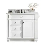 Bristol 36" Single Vanity, Bright White w/ 3 CM White Zeus Silestone Top