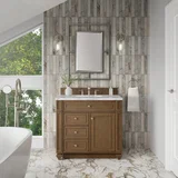 Bristol 36" Single Vanity, Saddle Brown w/ 3 CM Carrara Marble Top