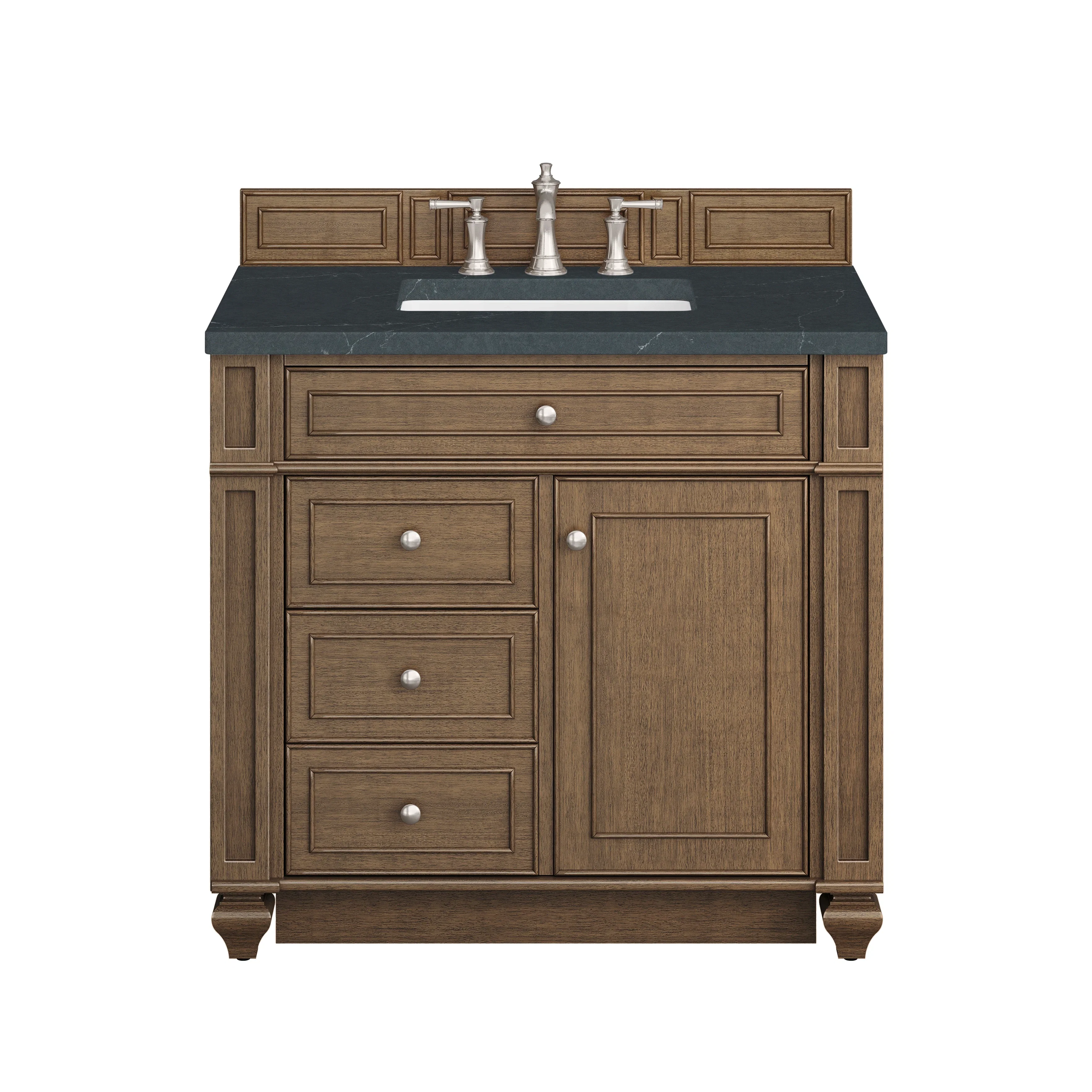 Bristol 36" Single Vanity, Saddle Brown w/ 3 CM Charcoal Soapstone Silestone Top