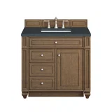 Bristol 36" Single Vanity, Saddle Brown w/ 3 CM Charcoal Soapstone Silestone Top