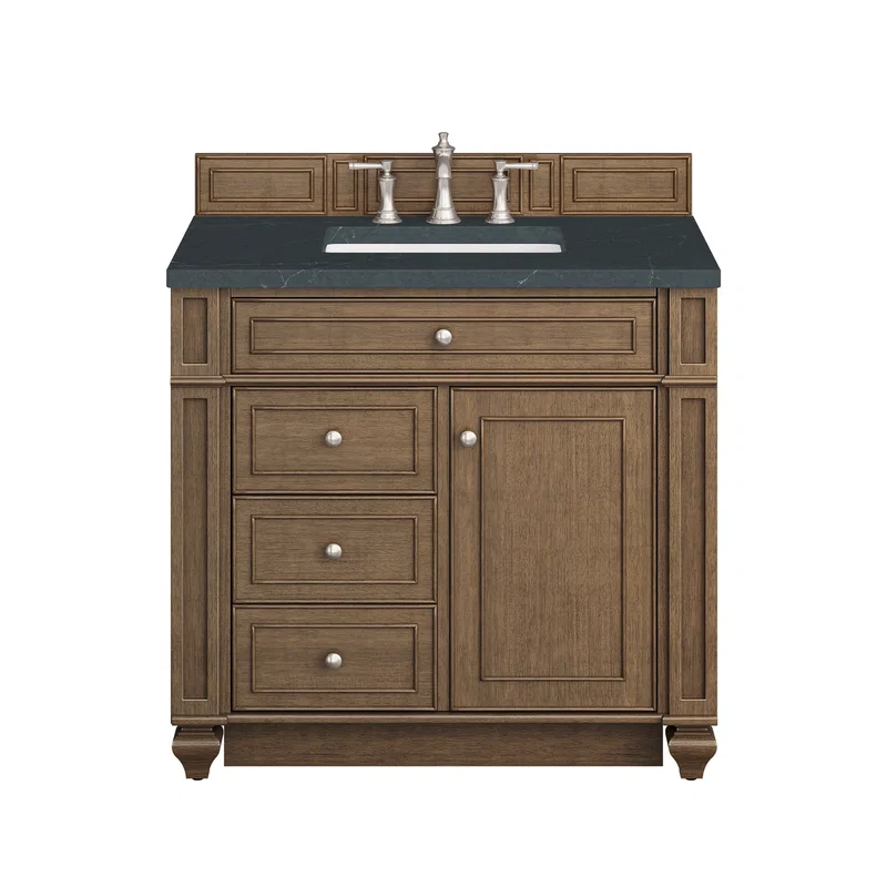 Bristol 36" Single Vanity, Saddle Brown w/ 3 CM Charcoal Soapstone Silestone Top