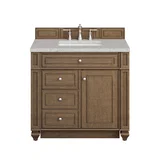 Bristol 36" Single Vanity, Saddle Brown w/ 3 CM Eternal Jasmine Pearl Silestone Top