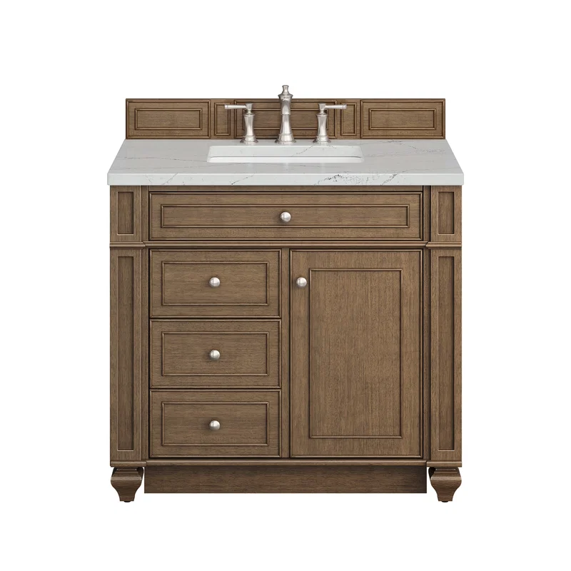 Bristol 36" Single Vanity, Saddle Brown w/ 3 CM Ethereal Noctis Silestone Top