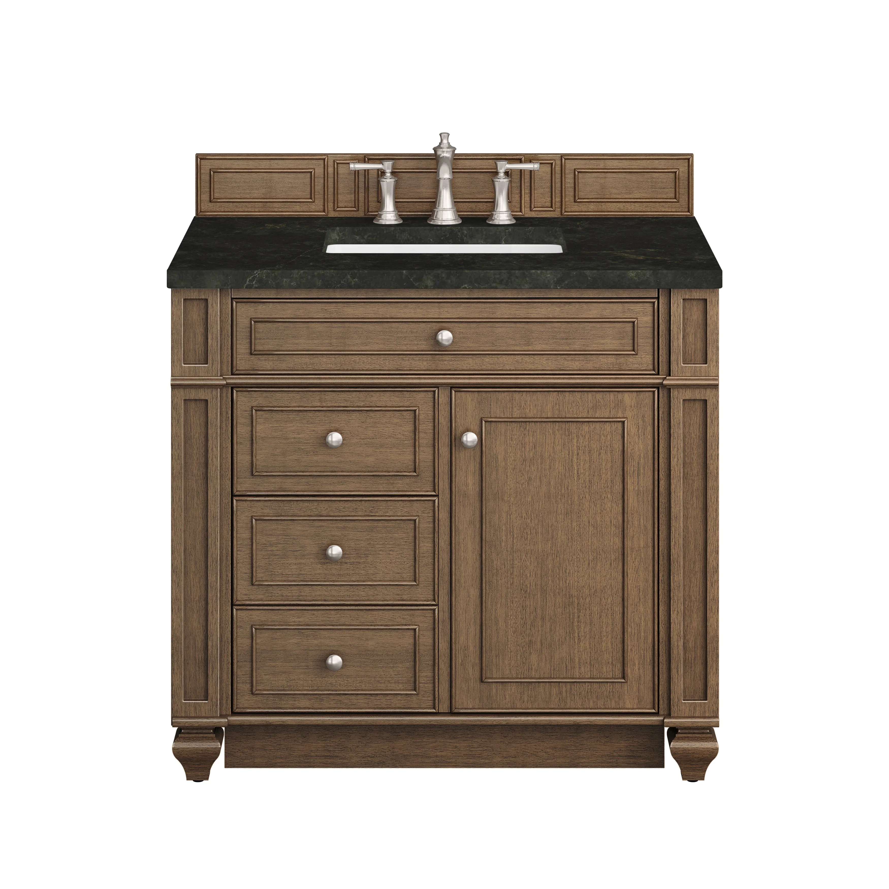 Bristol 36" Single Vanity, Saddle Brown, w/ 3 CM Phantome Eclos Top