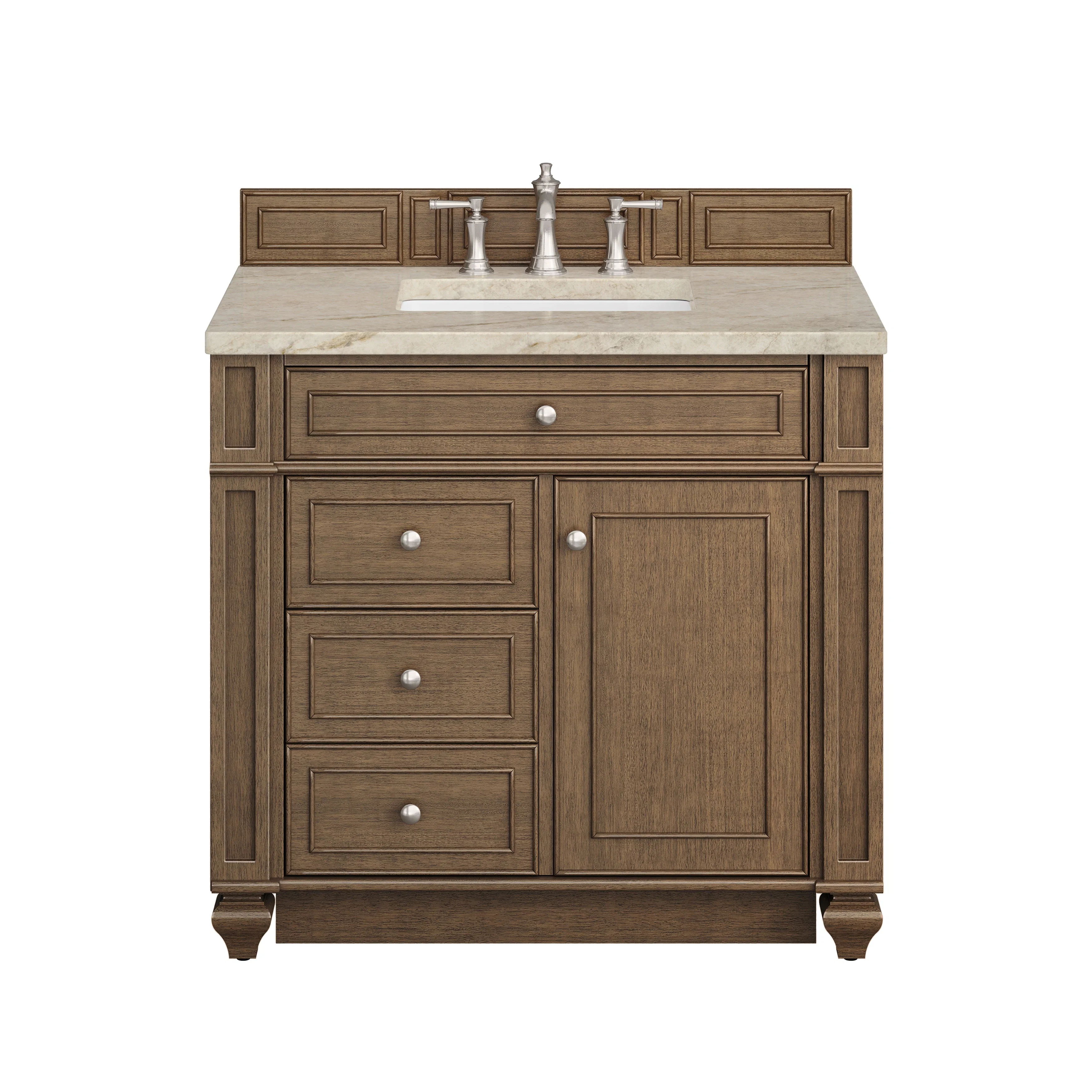 Bristol 36" Single Vanity, Saddle Brown, w/ 3 CM Tajnar Eclos Top