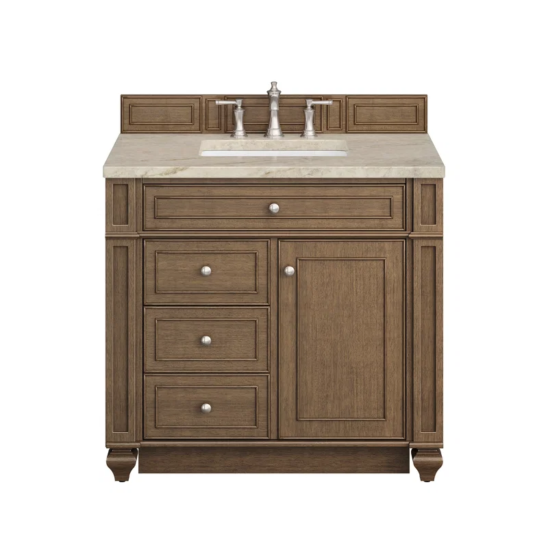 Bristol 36" Single Vanity, Saddle Brown, w/ 3 CM Tajnar Eclos Top