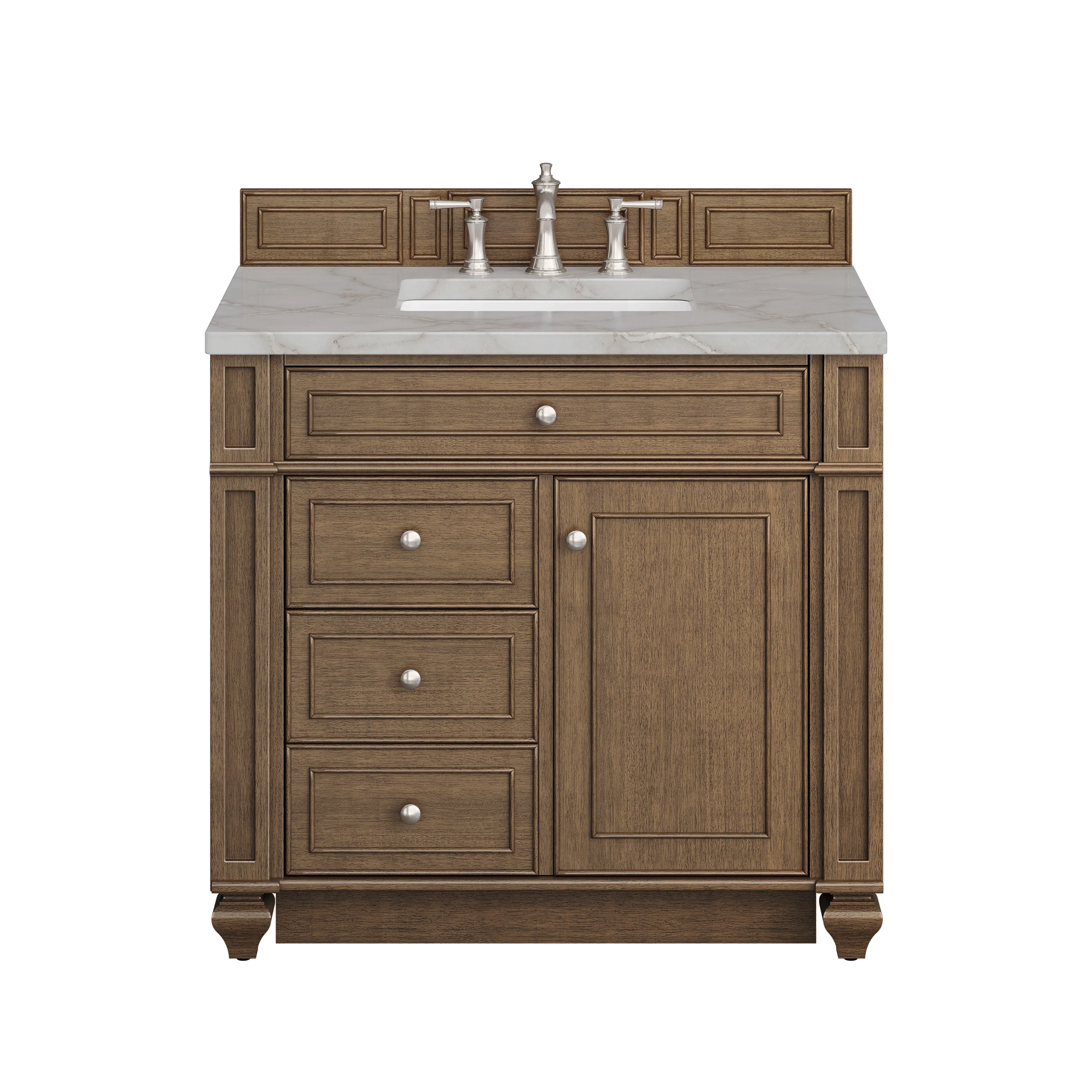 Bristol 36" Single Vanity, Saddle Brown w/ 3 CM Victorian Silver Silestone Top