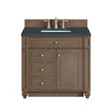 Bristol 36" Single Vanity, Whitewashed Walnut w/ 3 CM Charcoal Soapstone Silestone Top