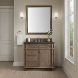 Bristol 36" Single Vanity, Whitewashed Walnut w/ 3 CM Charcoal Soapstone Silestone Top