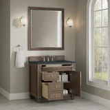 Bristol 36" Single Vanity, Whitewashed Walnut w/ 3 CM Charcoal Soapstone Silestone Top