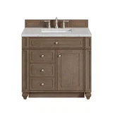 Bristol 36" Single Vanity, Whitewashed Walnut w/ 3 CM Eternal Jasmine Pearl Silestone Top