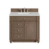 Bristol 36" Single Vanity, Whitewashed Walnut w/ 3 CM Lime Delight Silestone Top