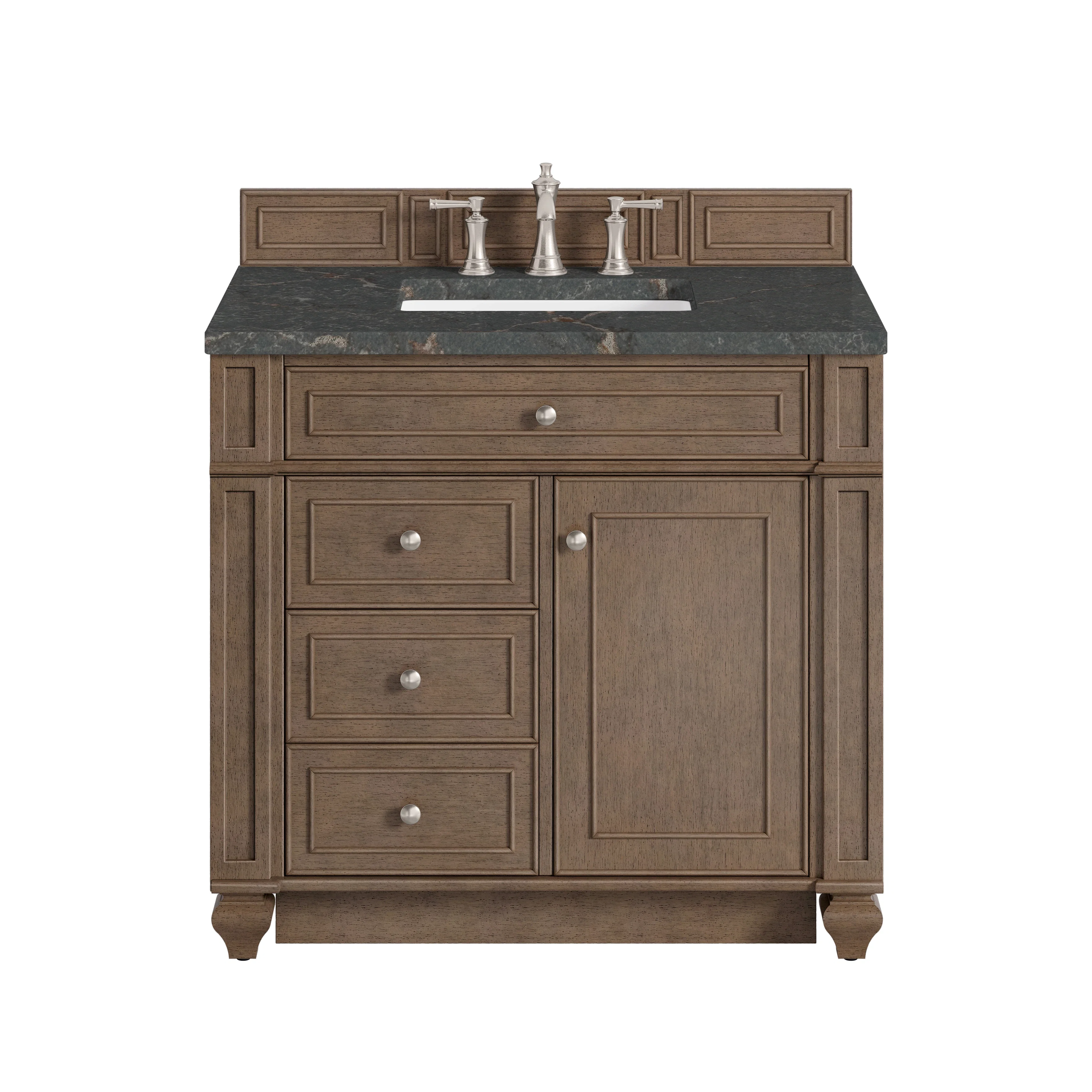 Bristol 36" Single Vanity, Whitewashed Walnut w/ 3 CM Parisien Bleu Silestone Top