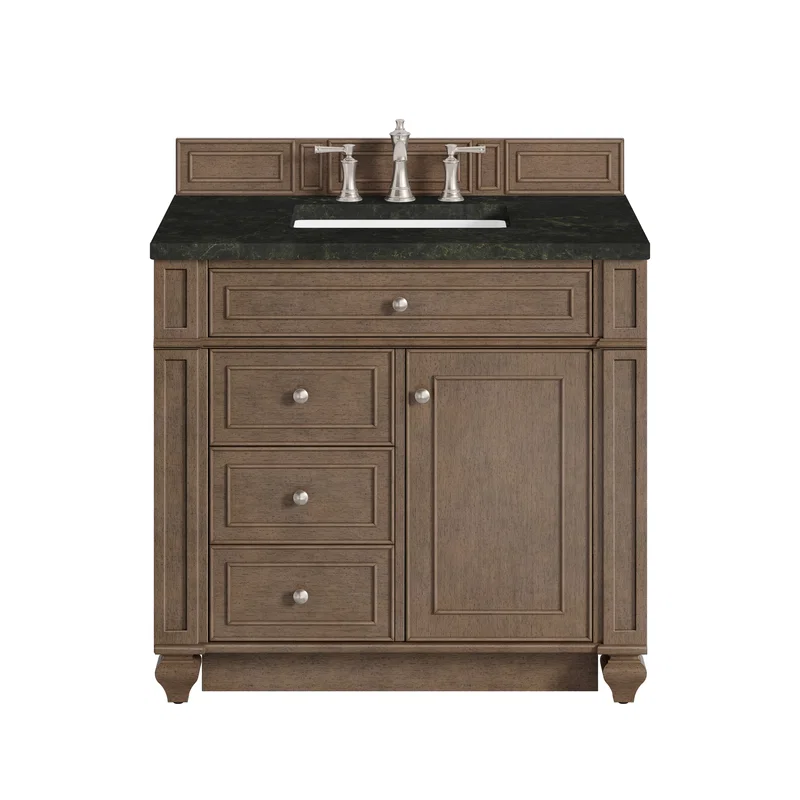 Bristol 36" Single Vanity, Whitewashed Walnut, w/ 3 CM Phantome Eclos Top