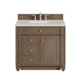 Bristol 36" Single Vanity, Whitewashed Walnut, w/ 3 CM Siberian Silestone Top