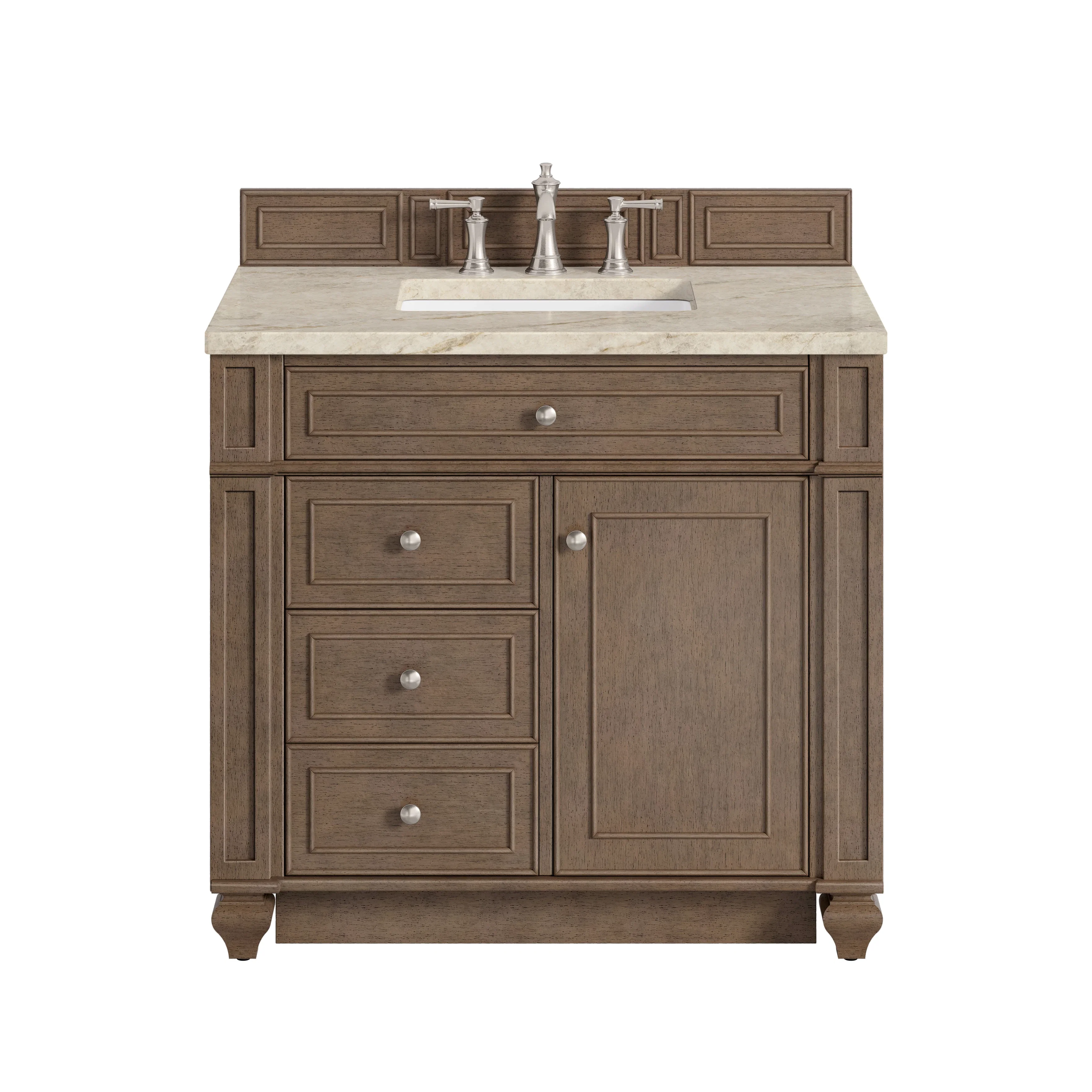 Bristol 36" Single Vanity, Whitewashed Walnut, w/ 3 CM Tajnar Eclos Top