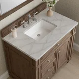 Bristol 36" Single Vanity, Whitewashed Walnut w/ 3 CM Victorian Silver Silestone Top