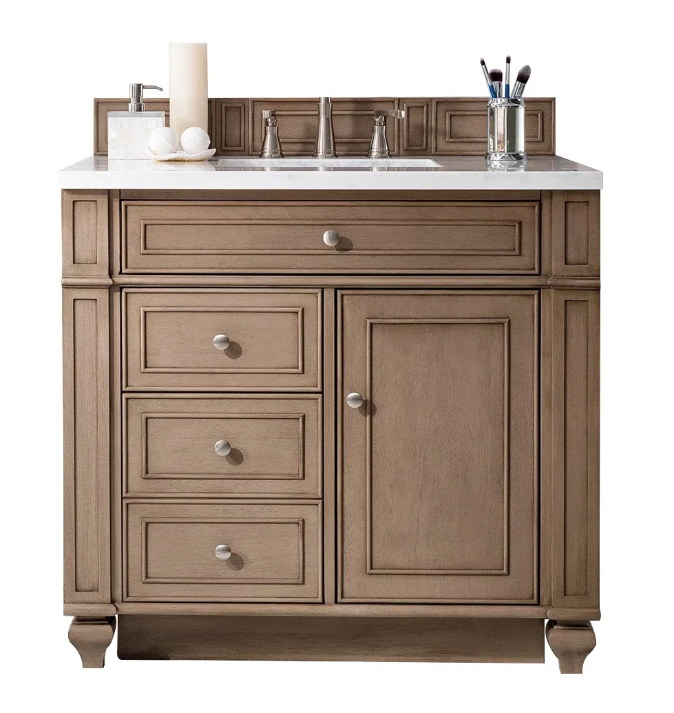 Bristol 36" Single Vanity Cabinet, Whitewashed Walnut