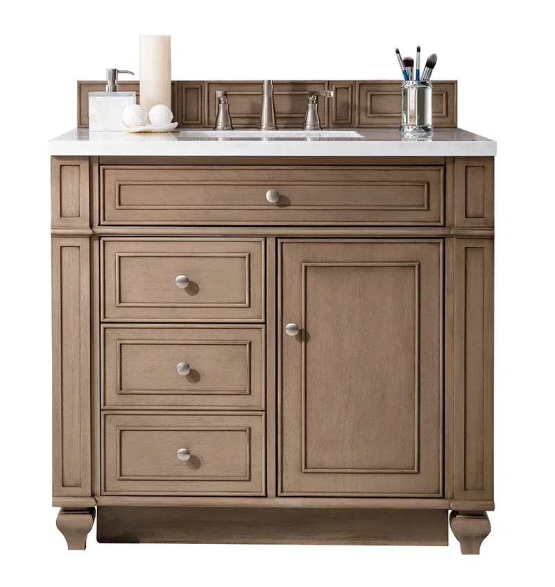 Bristol 36" Single Vanity Cabinet, Whitewashed Walnut