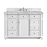 Bristol 48" Single Vanity, Bright White w/ 3 CM Carrara Marble Top