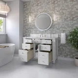 Bristol 48" Single Vanity, Bright White w/ 3 CM Carrara Marble Top