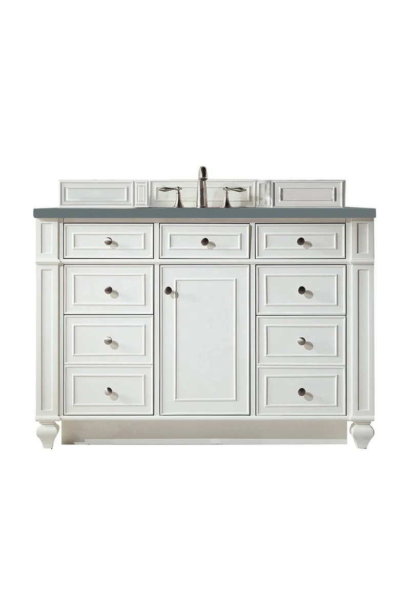 Bristol 48" Single Vanity, Bright White w/ 3 CM Cala Blue Silestone Top
